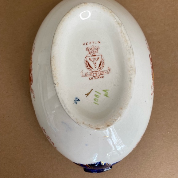 Vtg Bishop & Stonier Repton 2 Handled Dish Imperial Porcelain Cobalt Flowers - Picture 9 of 10